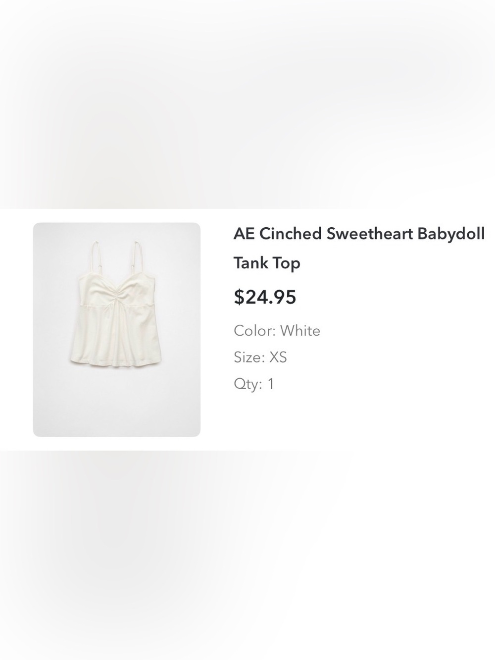 American Eagle Outfitters Cream Sweetheart Babydoll Tank Top